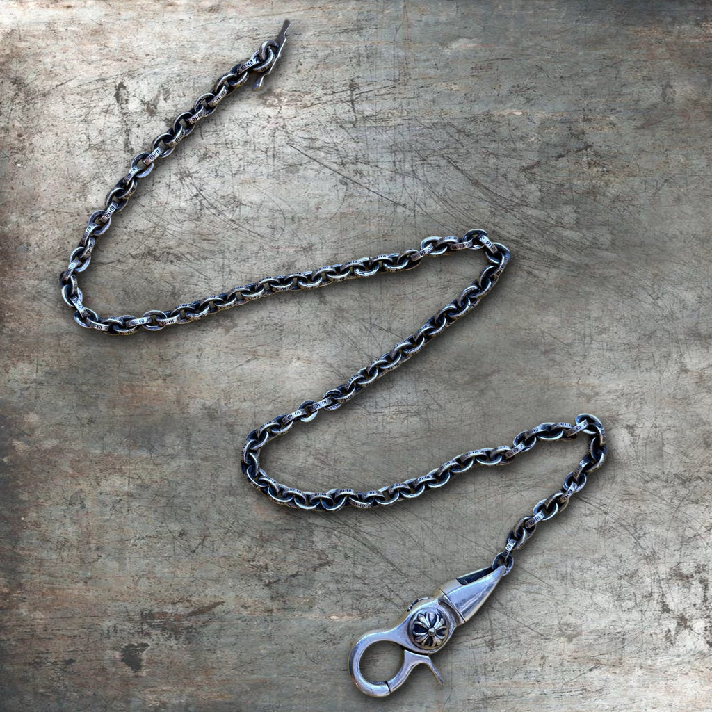 Chrome Hearts Silver T-Bar 1 Clip Wallet Chain  18in