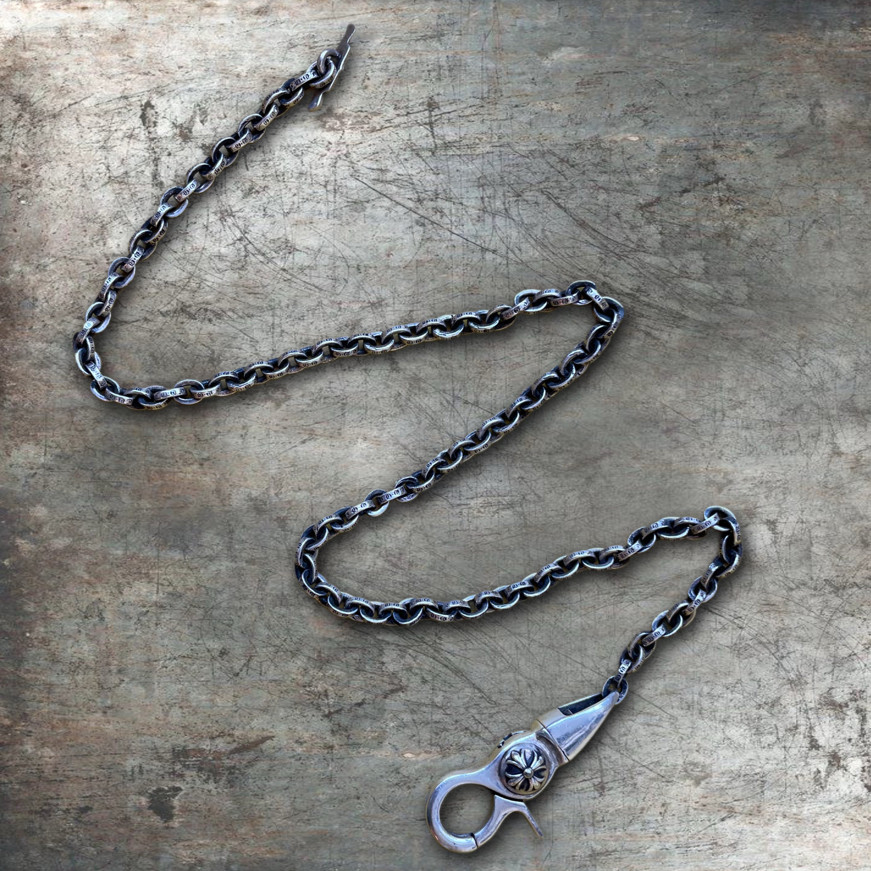 Chrome Hearts Silver T-Bar 1 Clip Wallet Chain  18in