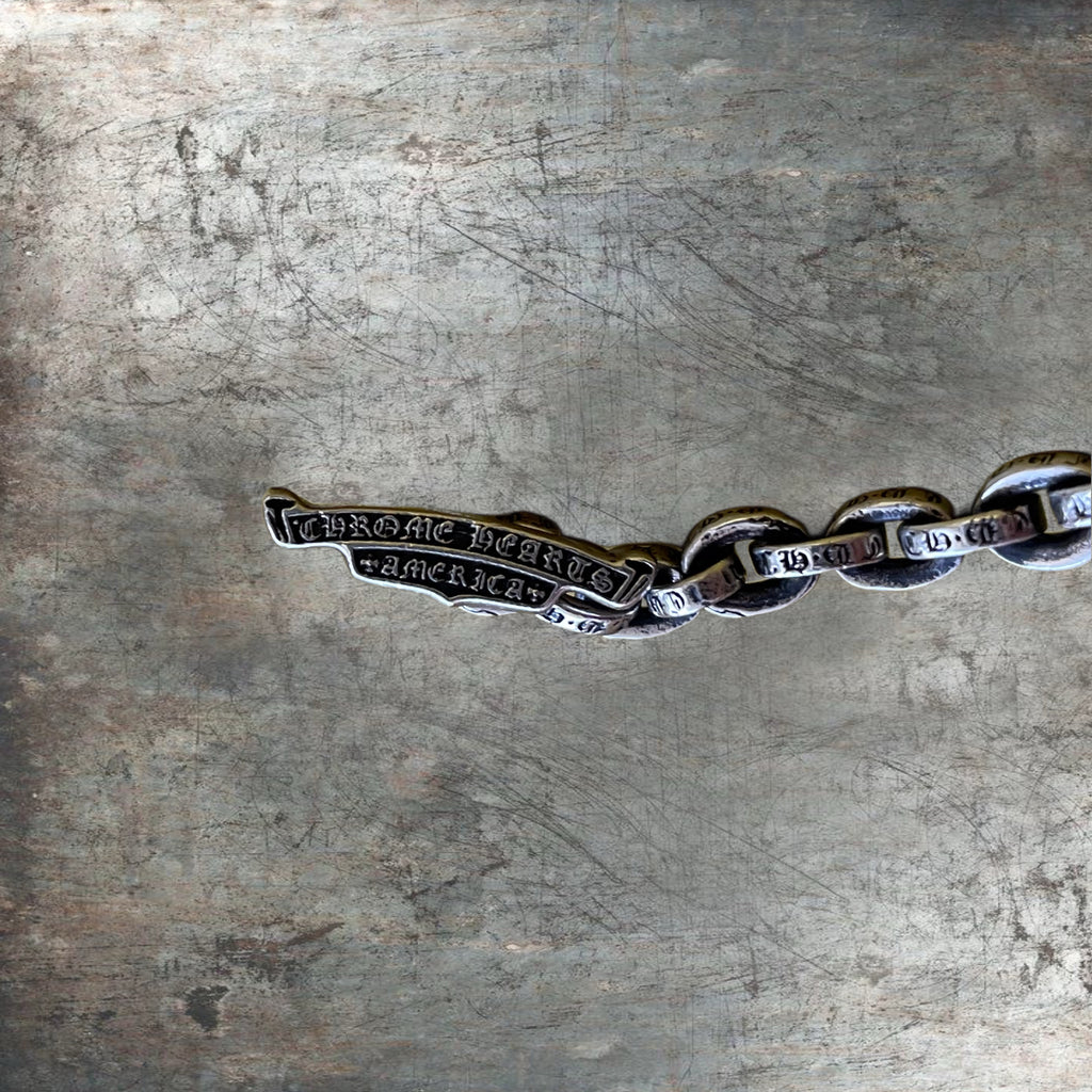 Chrome Hearts Silver T-Bar 1 Clip Wallet Chain  18in