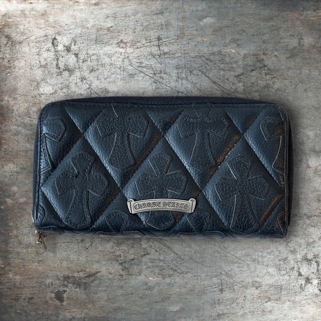 Chrome Hearts Cemetery Cross Dagger Quilted Leather Wallet