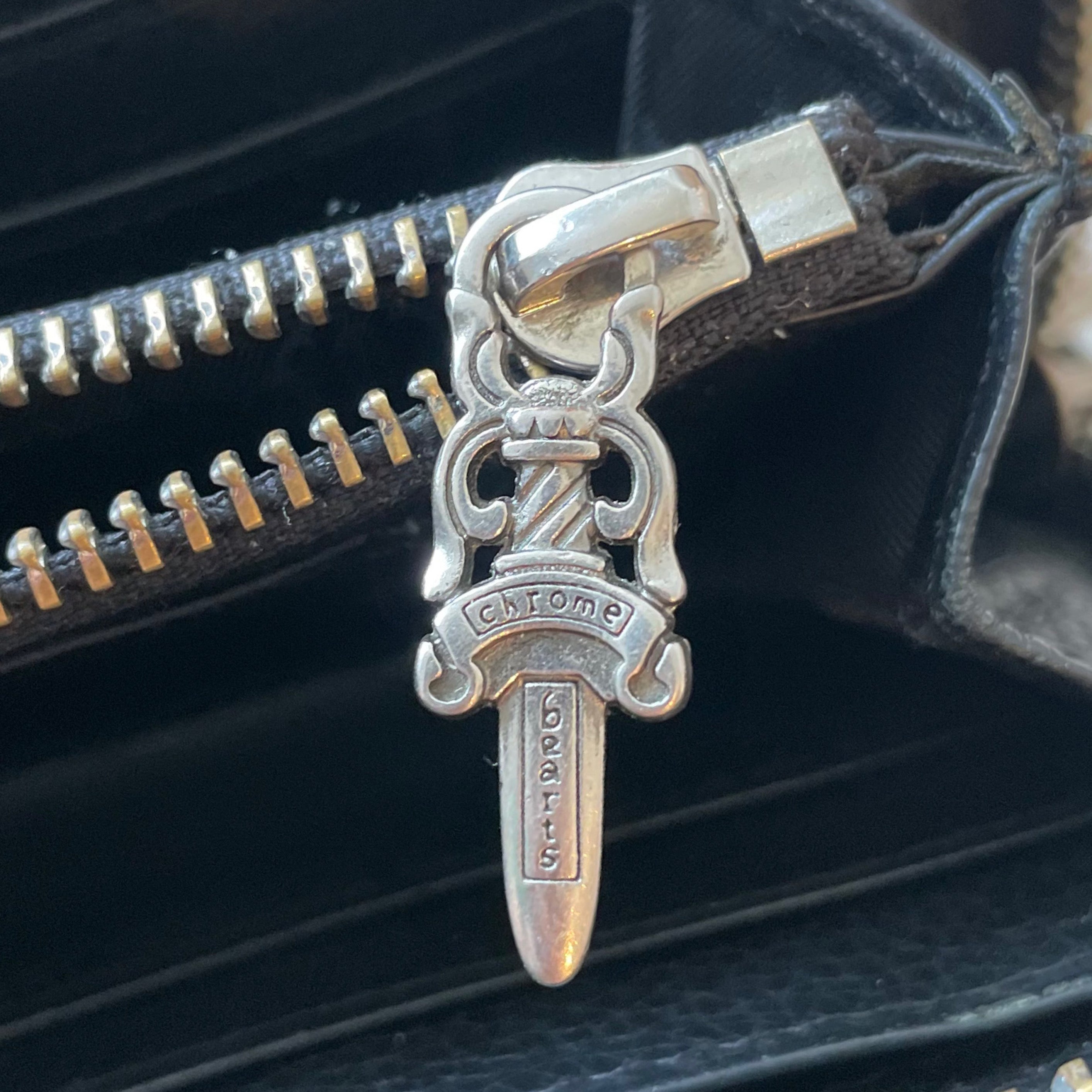 Chrome Hearts Cemetery Cross Dagger Quilted Leather Wallet