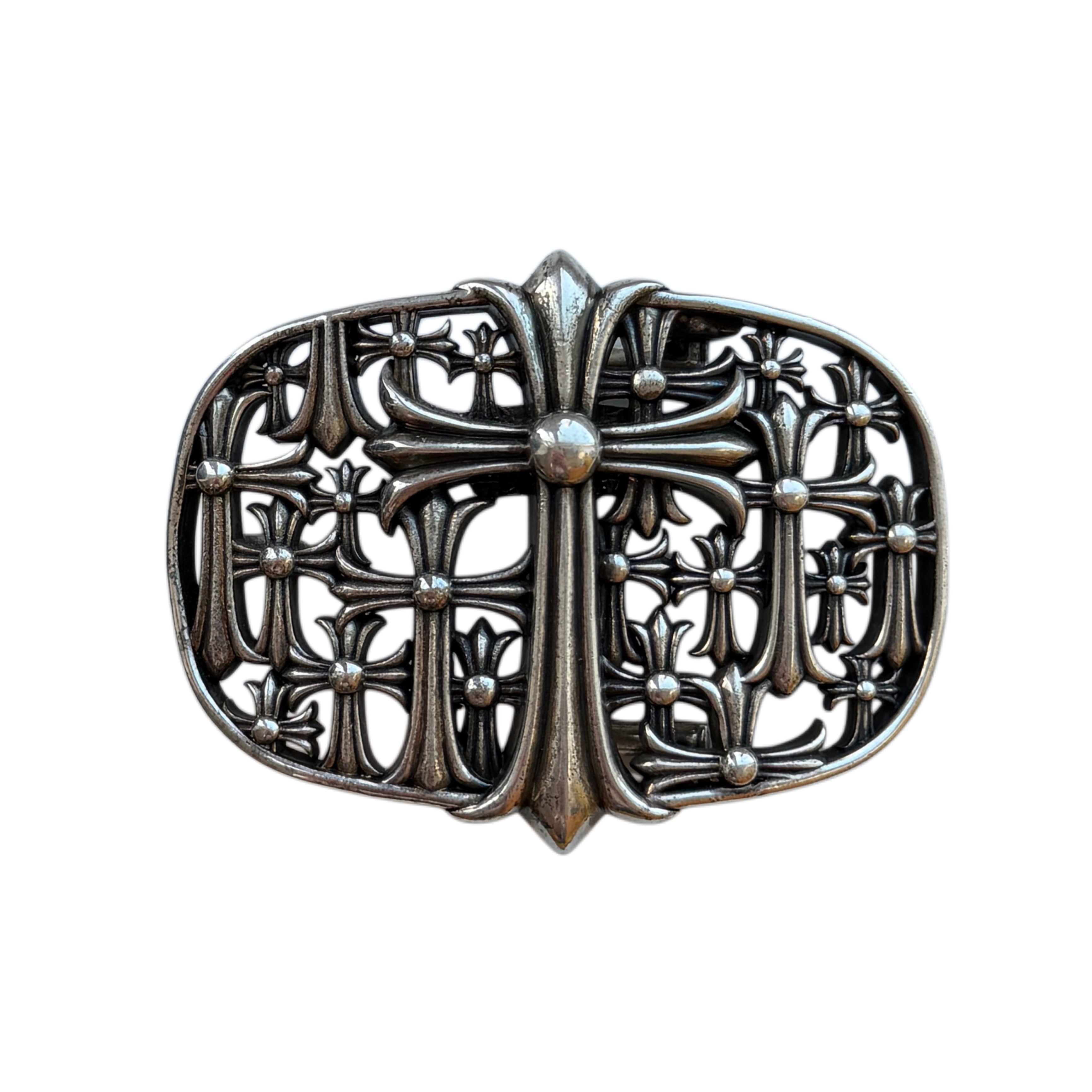 Chrome Hearts Silver Cemetery Cross Belt Buckle