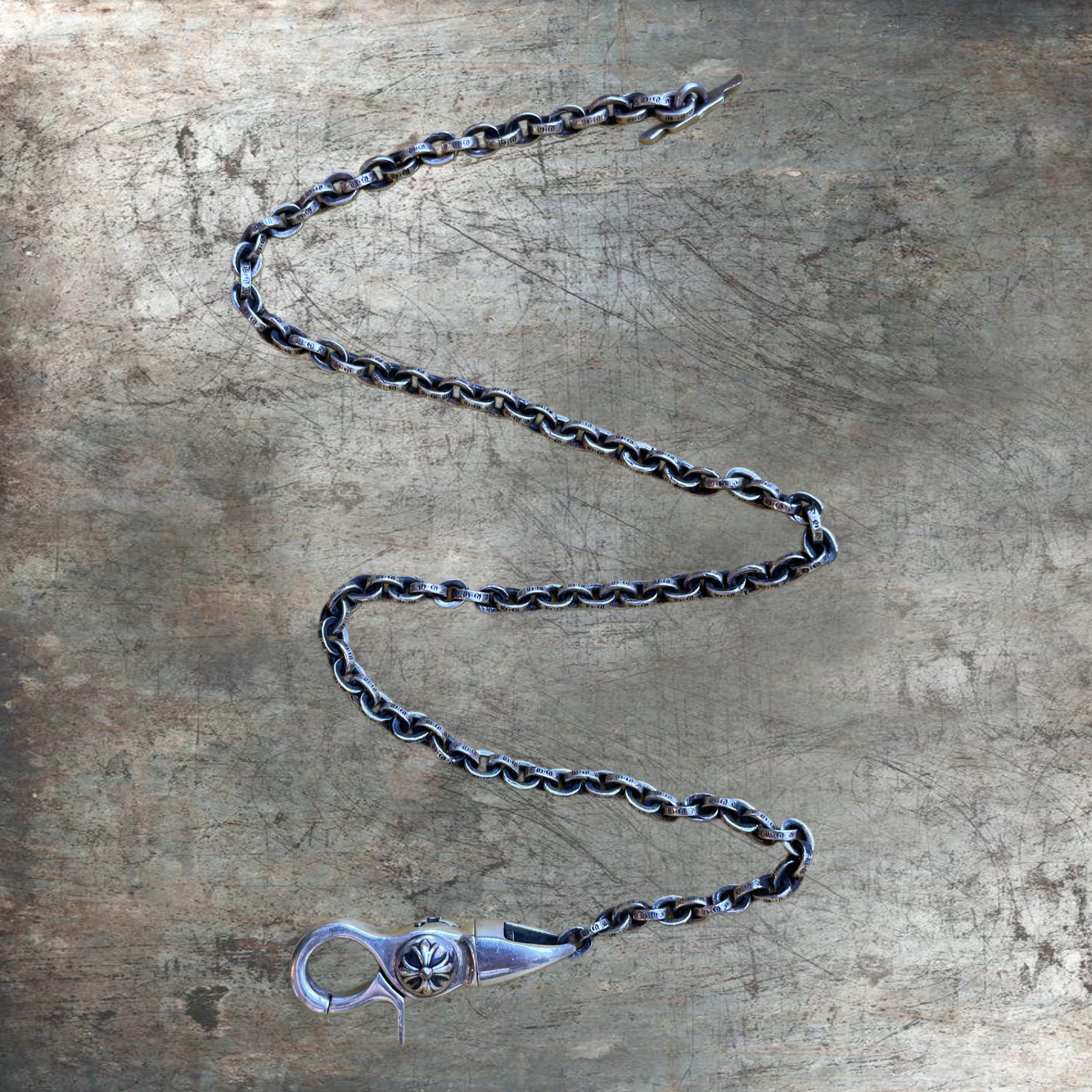 Chrome Hearts Silver T-Bar 1 Clip Wallet Chain  18in