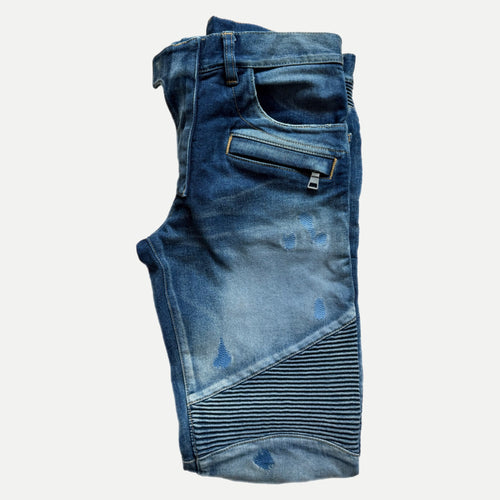 Balmain Distressed Moto Biker Jeans