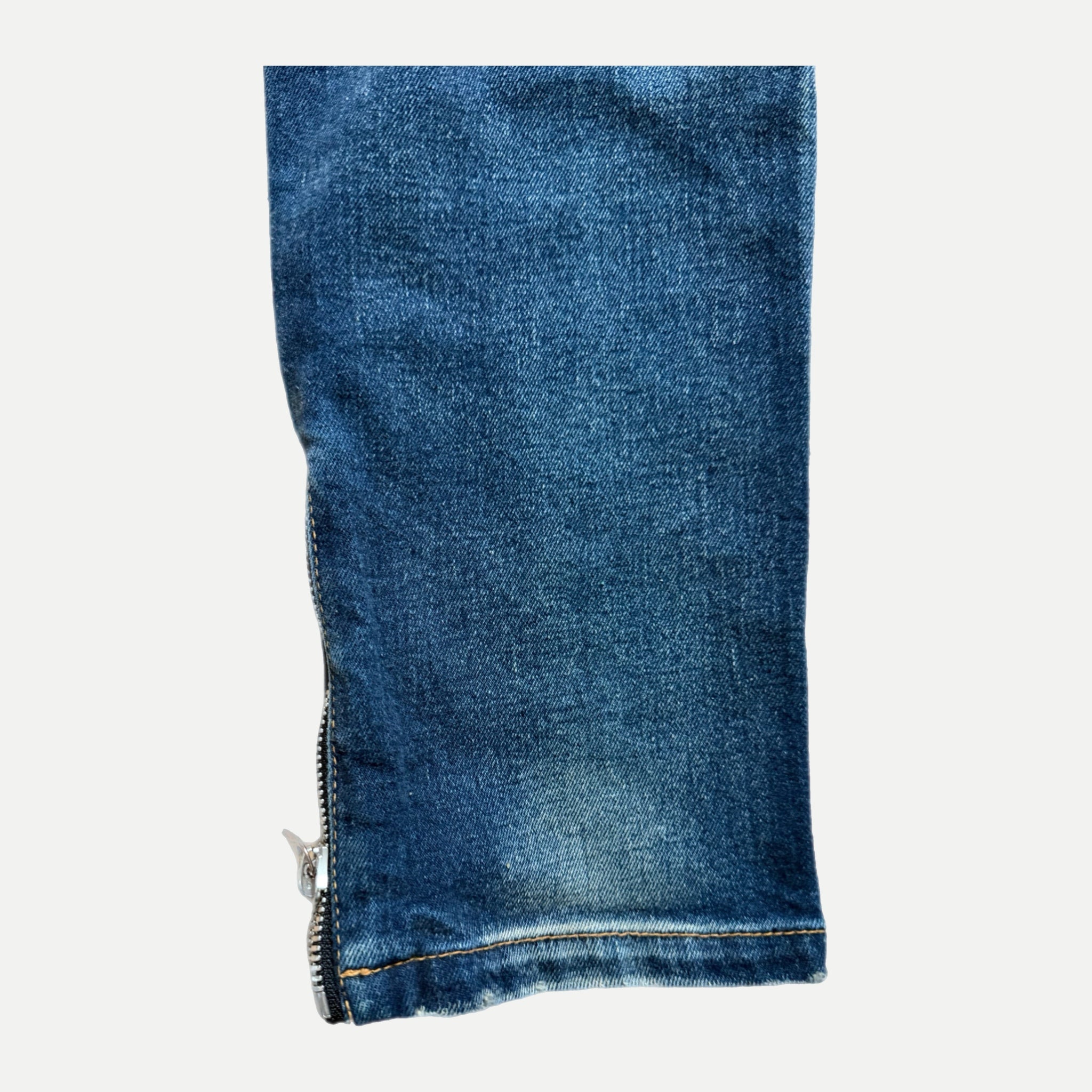 Balmain Distressed Moto Biker Jeans
