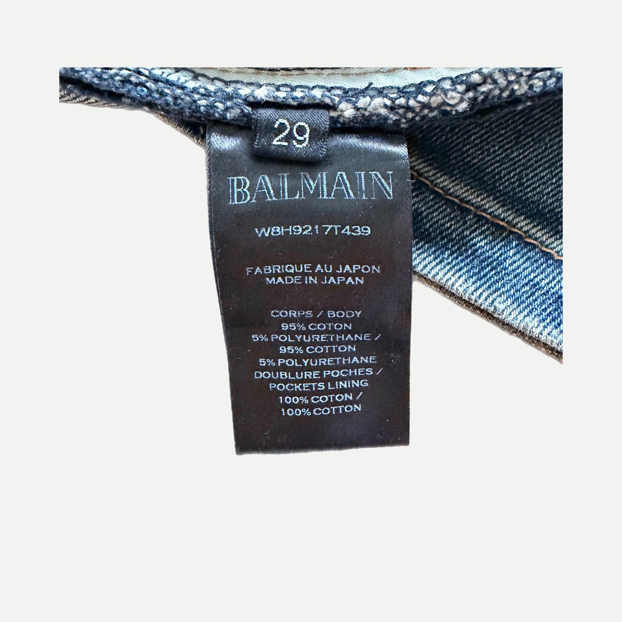 Balmain Distressed Moto Biker Jeans