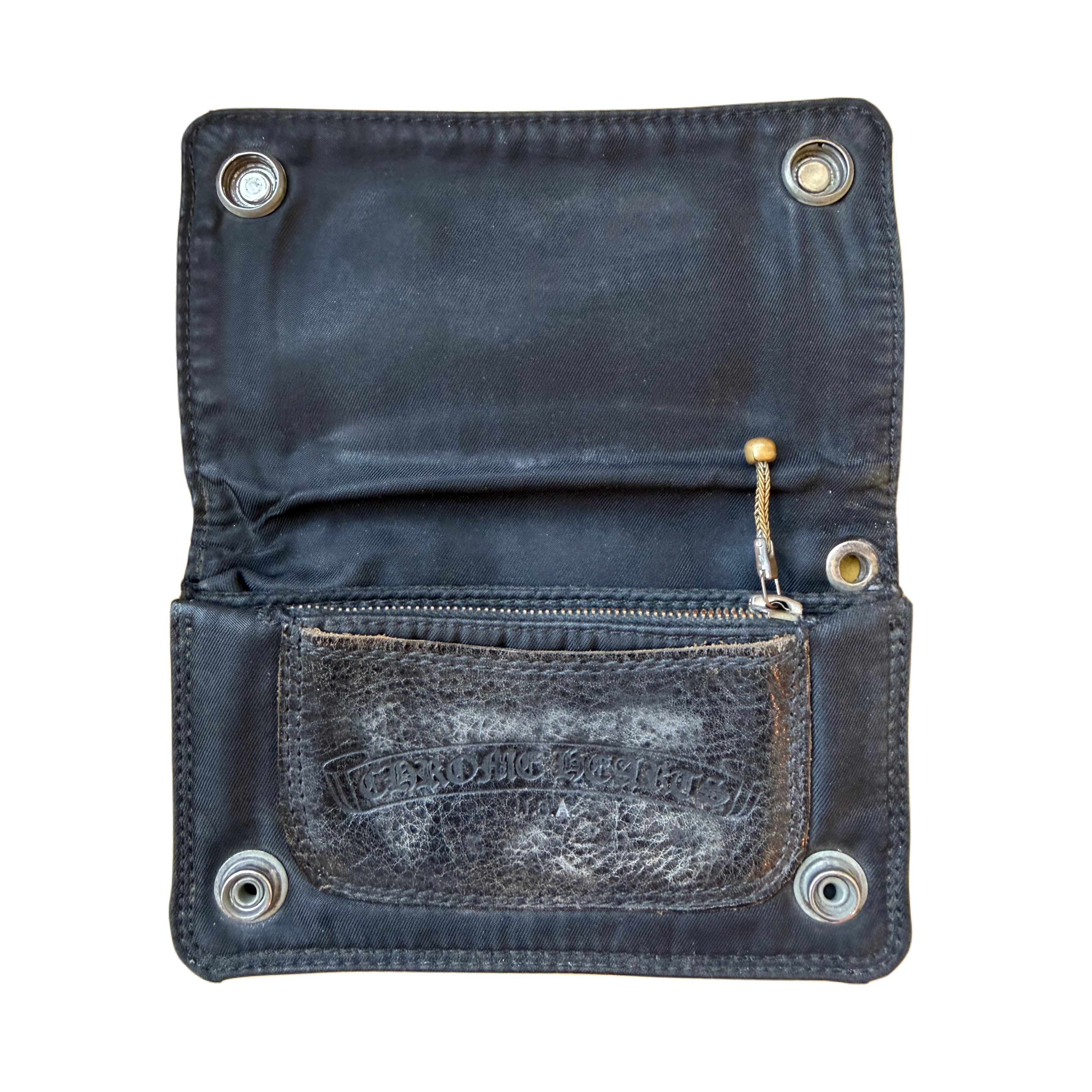 Chrome Hearts 1 Zip Nylon Snap Wallet Cross Button
