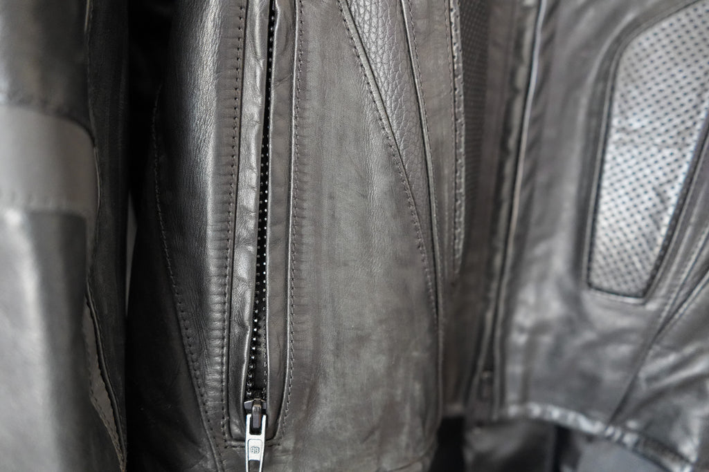 Balenciaga Laminated Bullskin Leather Biker Jacket