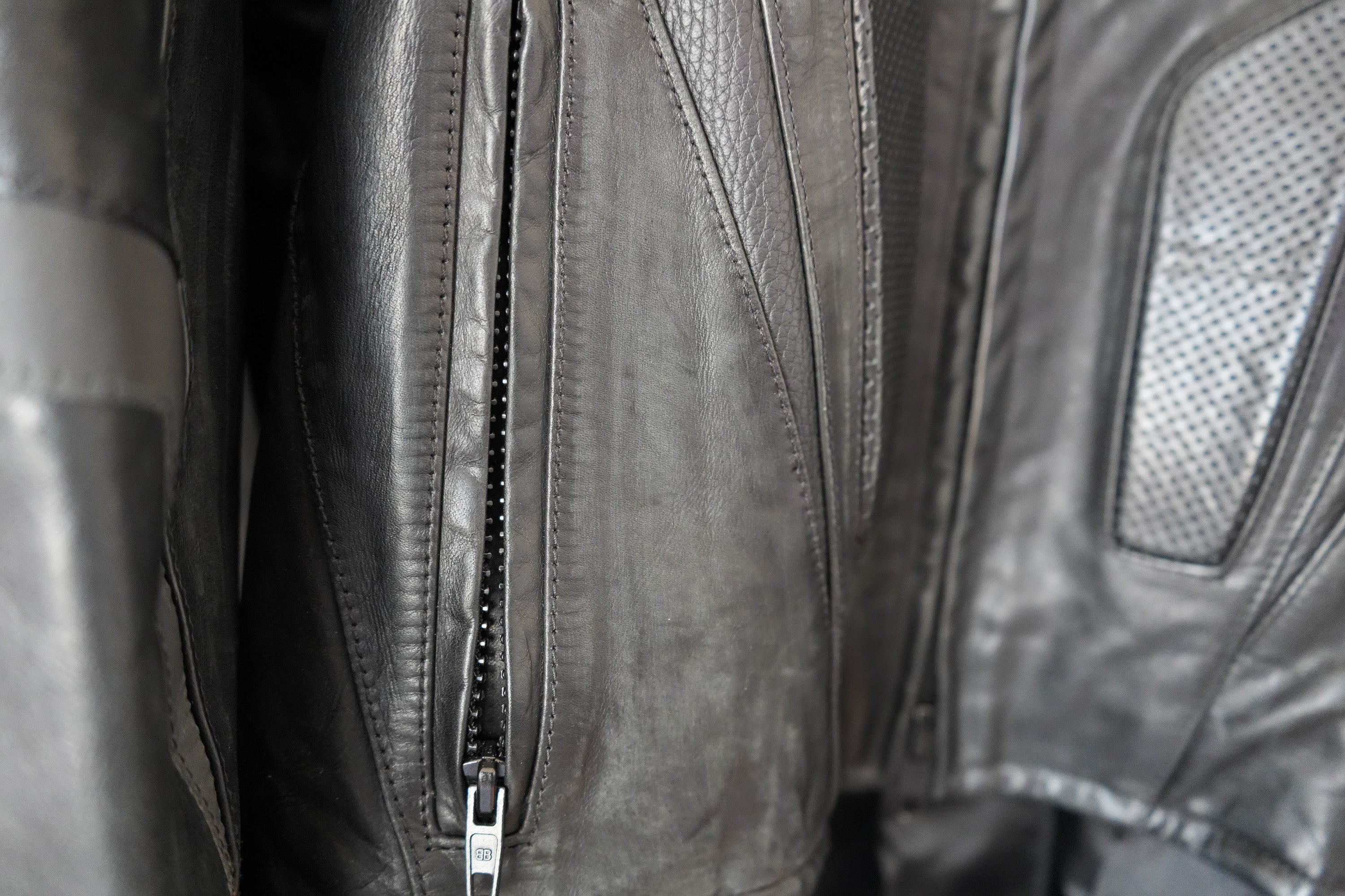 Balenciaga Laminated Bullskin Leather Biker Jacket