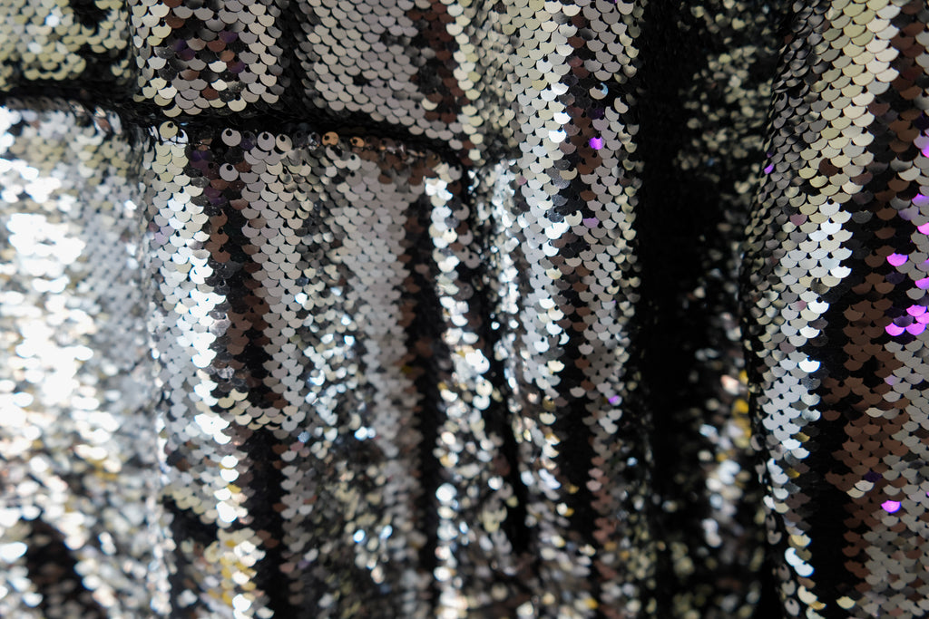 Balmain FW19 Silver Sequin Side Zip Hoodie
