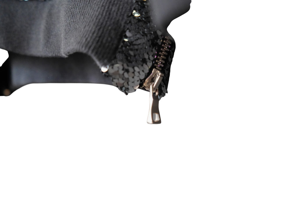 Balmain FW19 Silver Sequin Side Zip Hoodie