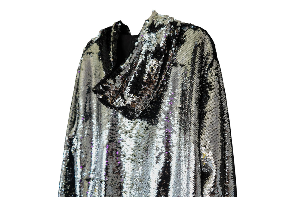Balmain FW19 Silver Sequin Side Zip Hoodie