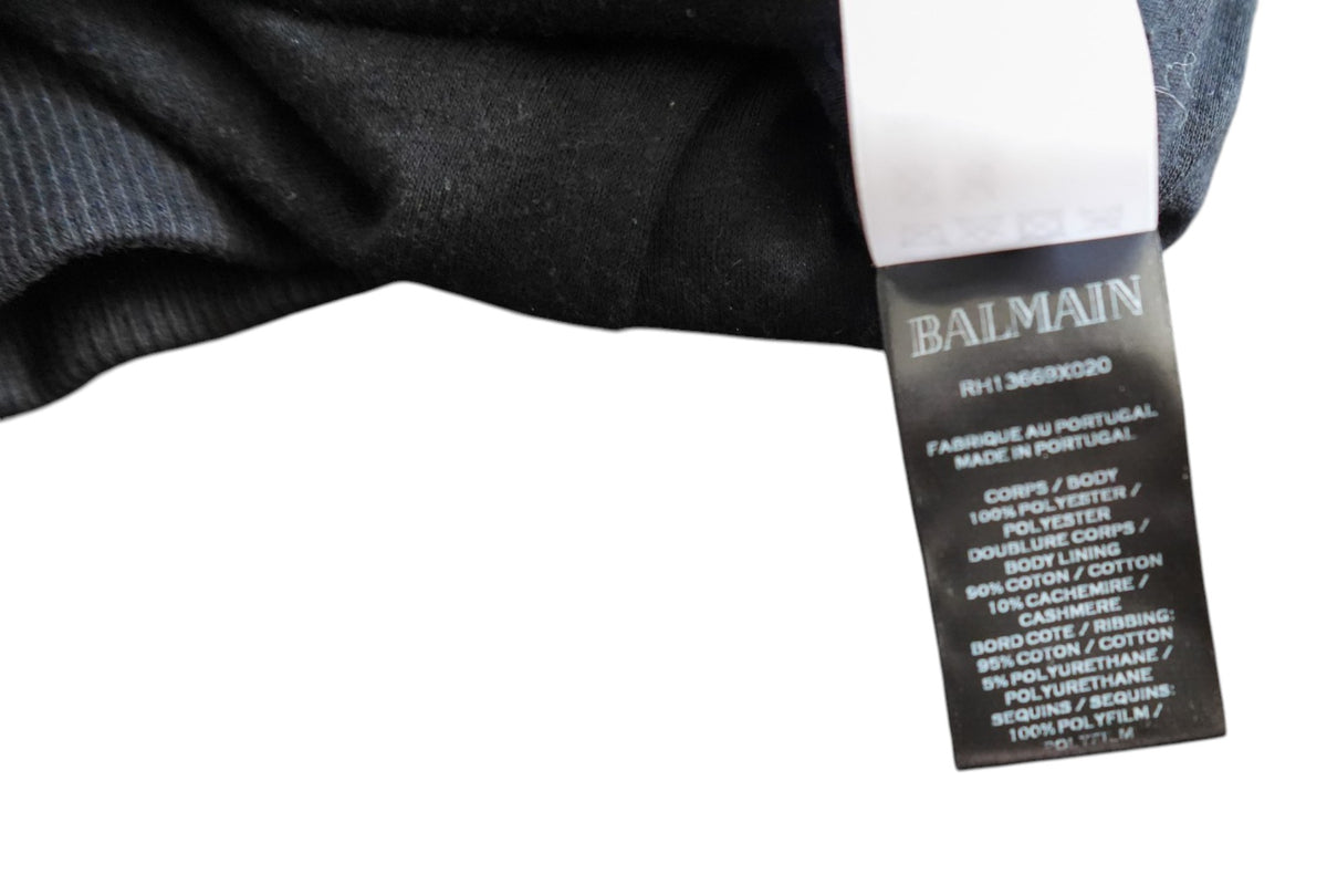 Balmain FW19 Silver Sequin Side Zip Hoodie