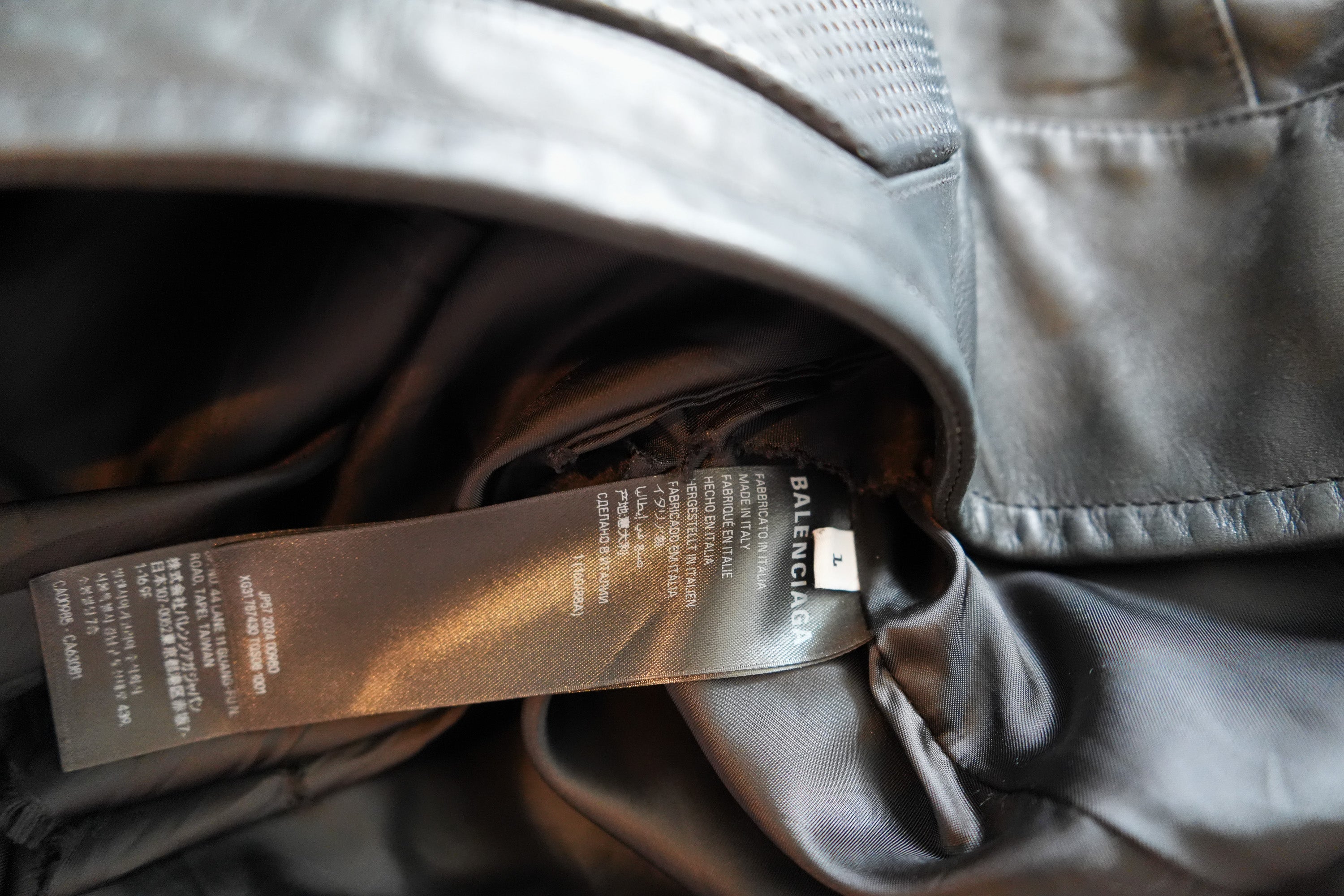 Balenciaga Laminated Bullskin Leather Biker Jacket