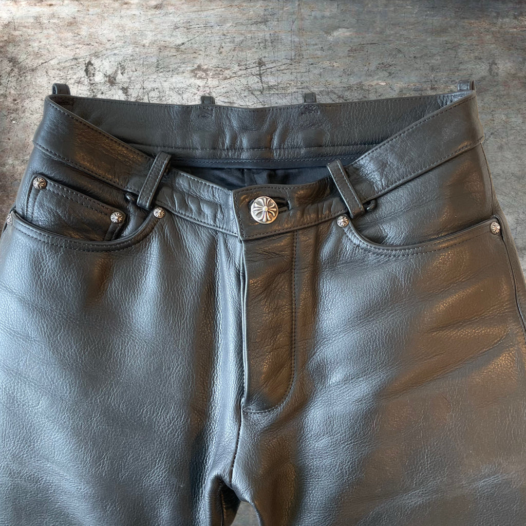 Chrome Hearts Fleur Knee Leather Pants  Size 28