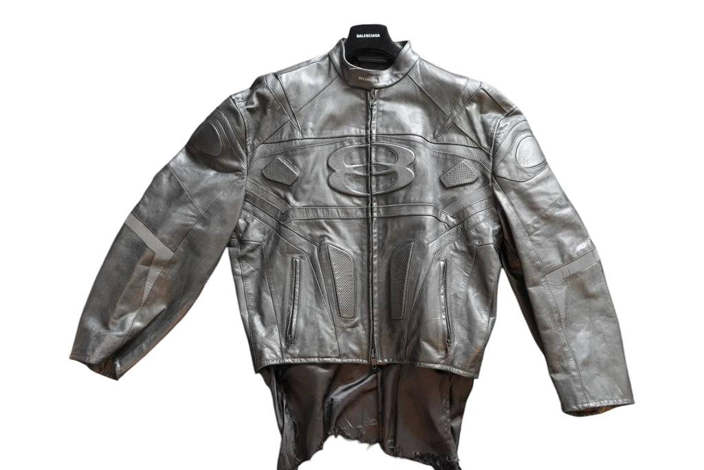 Balenciaga Laminated Bullskin Leather Biker Jacket