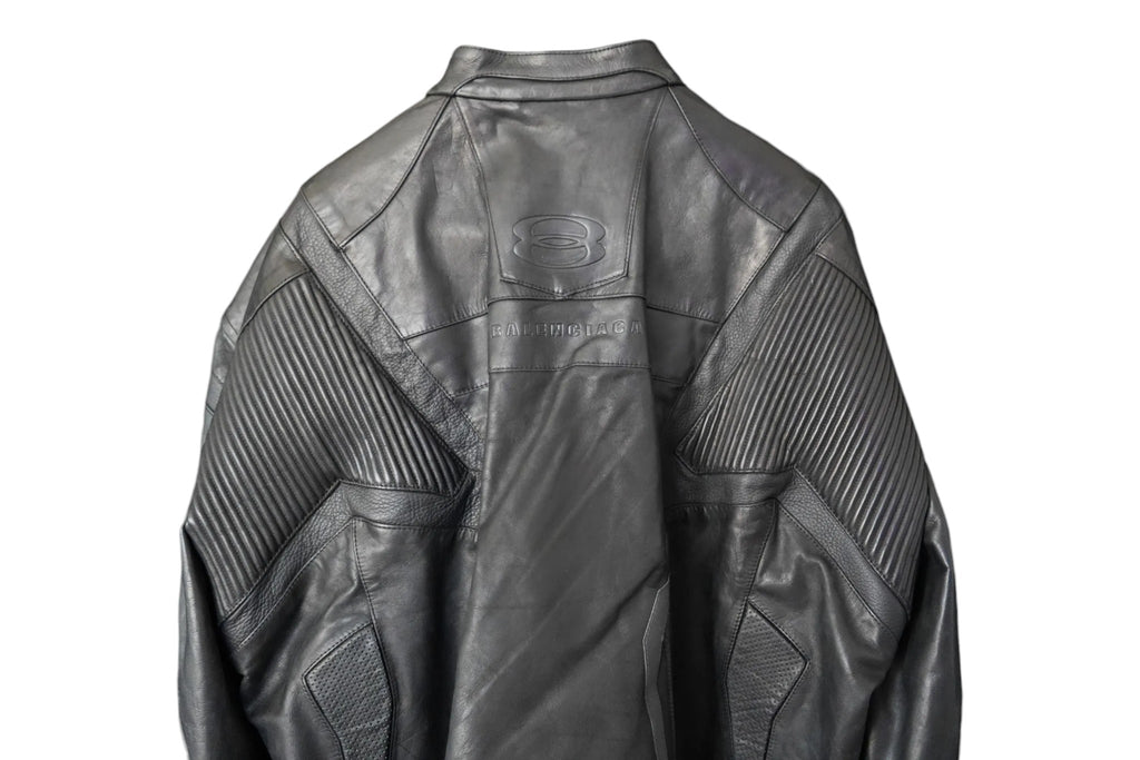 Balenciaga Laminated Bullskin Leather Biker Jacket