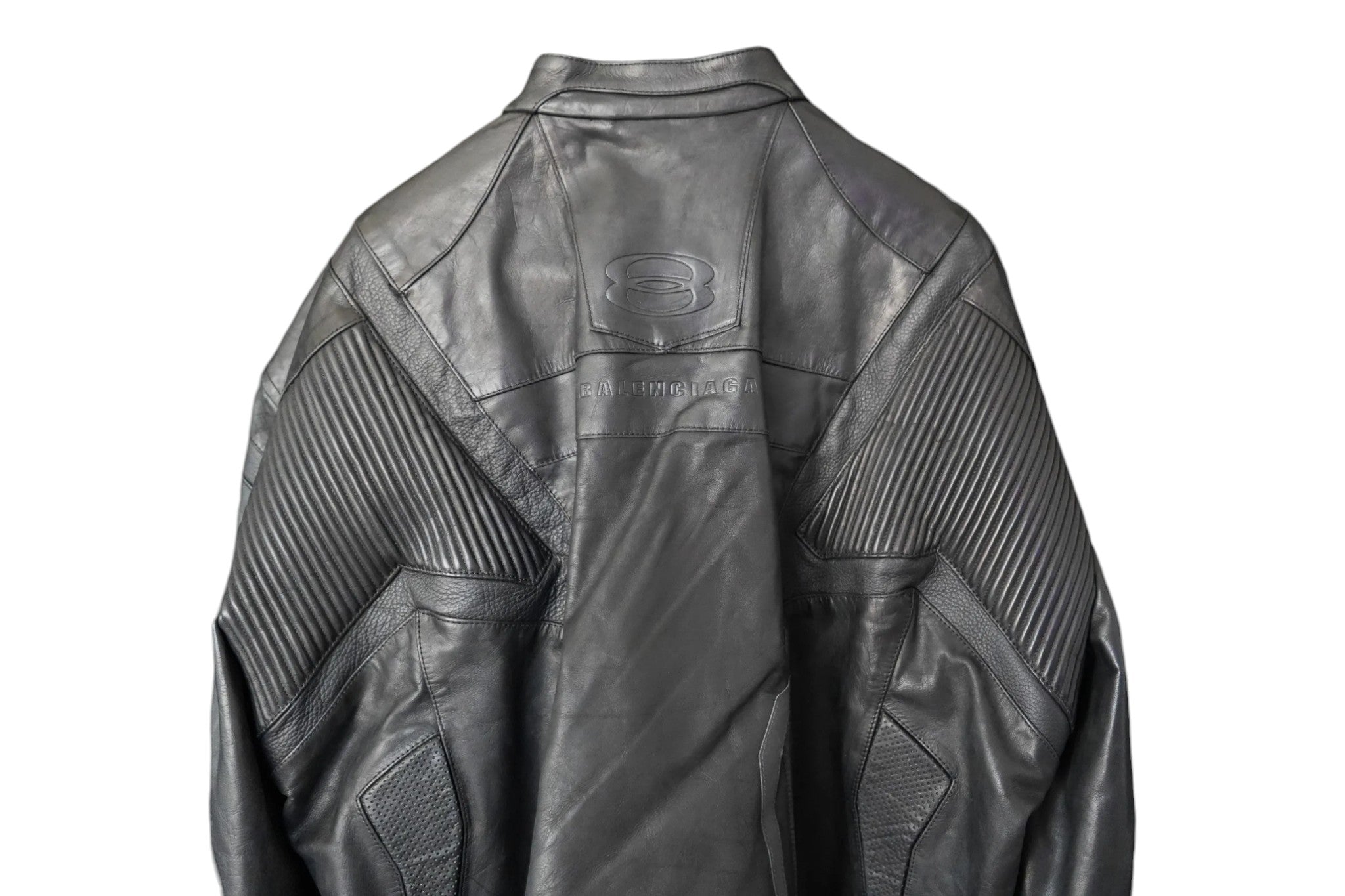 Balenciaga Laminated Bullskin Leather Biker Jacket