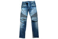 Balmain Distressed Moto Biker Jeans - Blue